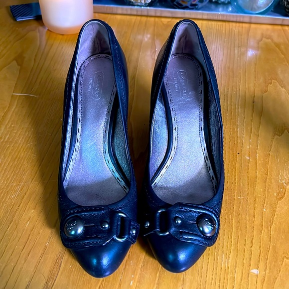 Coach black leather wedge. Woman’s size 10. - Picture 1 of 4